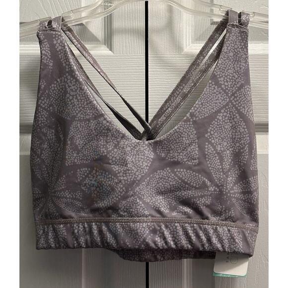 San Francisco City Lights Gray Lotus Dot Strappy Sports Bra Size Medium NEW - Picture 1 of 3